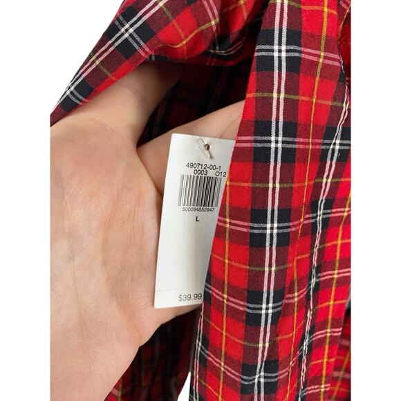 Old Navy Blouse Top Red Plaid Tartan Check Womens Smocked Christmas Preppy L New - Picture 13 of 16
